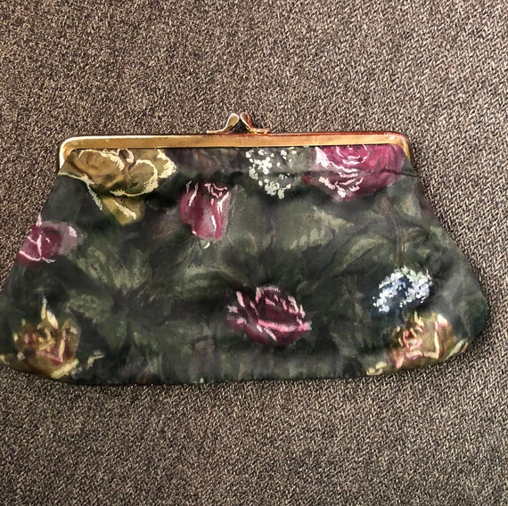 1950s small green watercolor print clutch - image 4