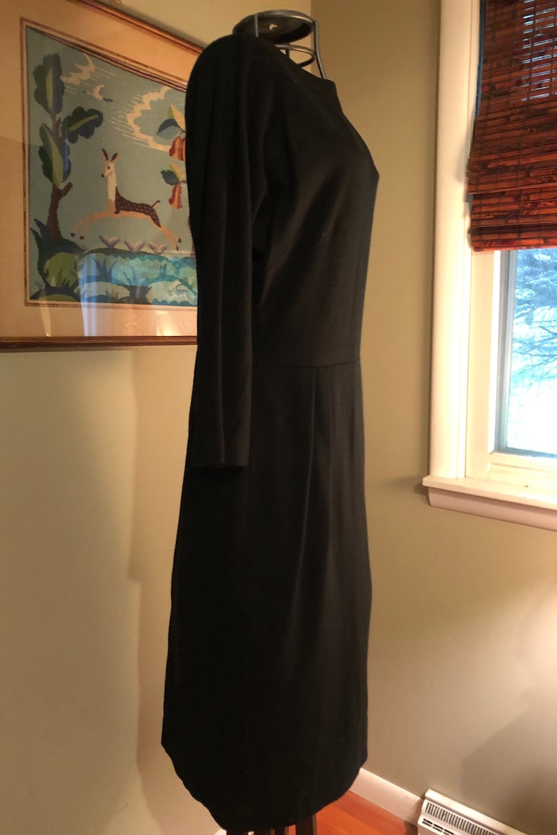 1954 basic black wool dress