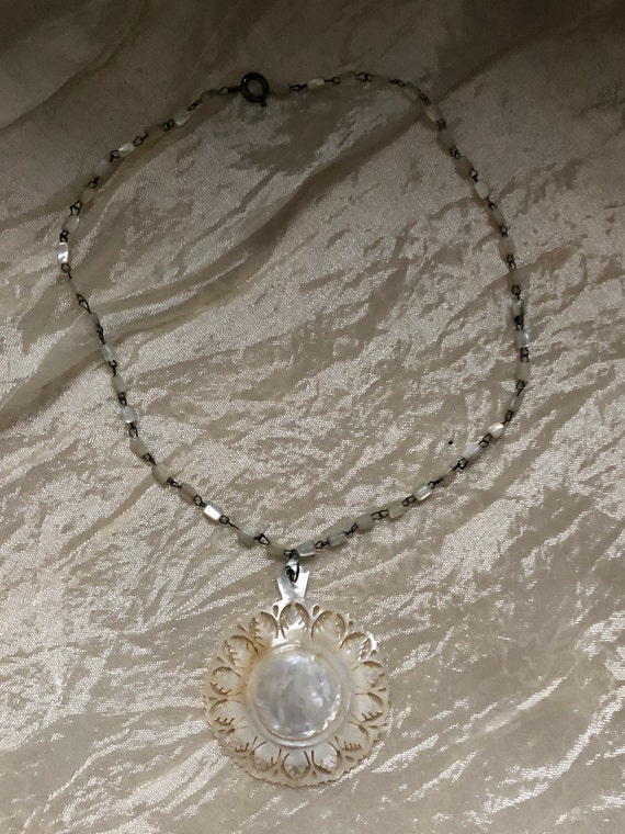 1910s mother of pearl medallion choker