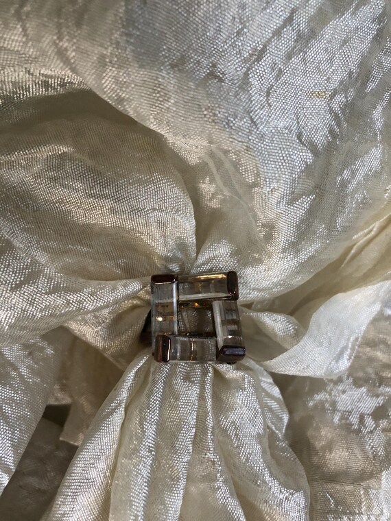 Copper tone statement ring with angled baguette g… - image 2