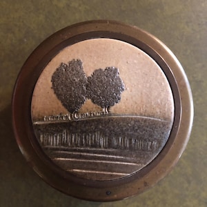 1970s heavy Stuart Houghton made in England brass box with landscape lid