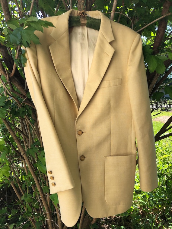 Halston, 1970s Halston for Alexander’s maize silk blend sports jacket