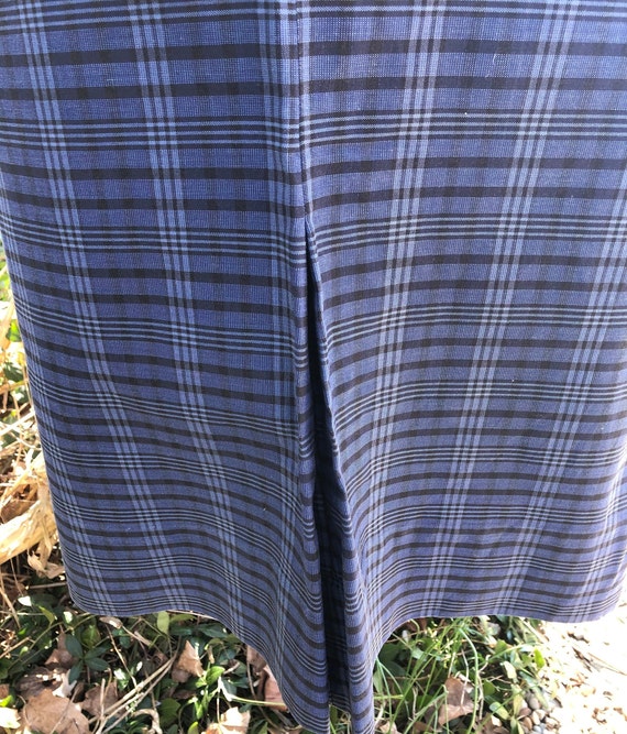 Late 1940s/early 1950s shades of blue plaid cotto… - image 3