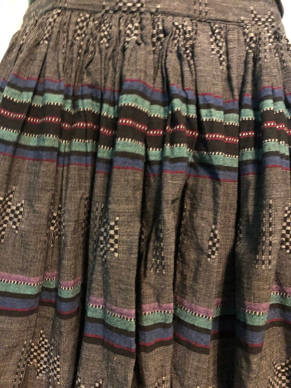 1970s charcoal woven stripe skirt - image 2