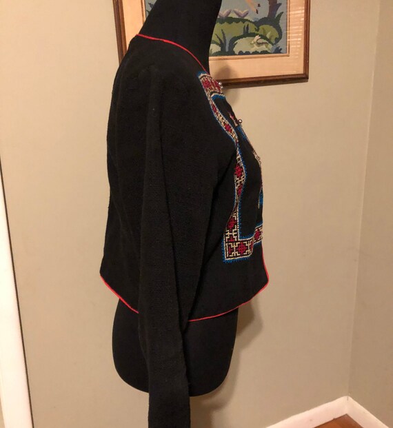 Black wool embroidered jacket - image 3