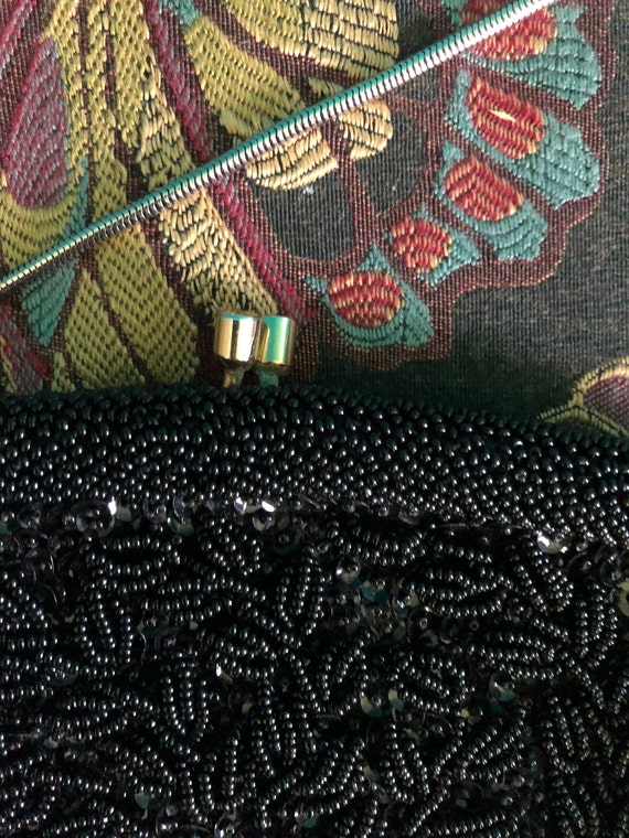 1960s heavily beaded black evening bag - image 3