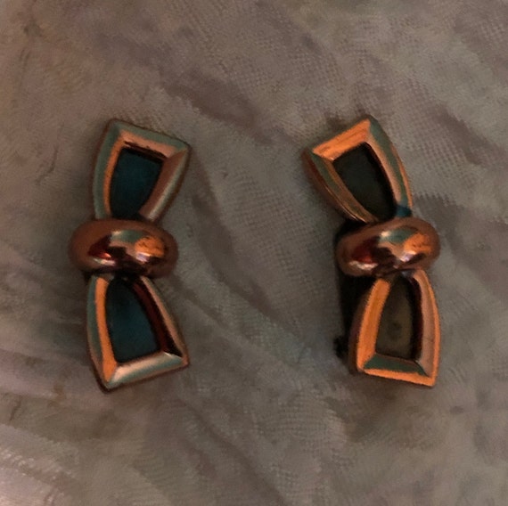 1950s Renoir copper bow clip on earrings - image 2