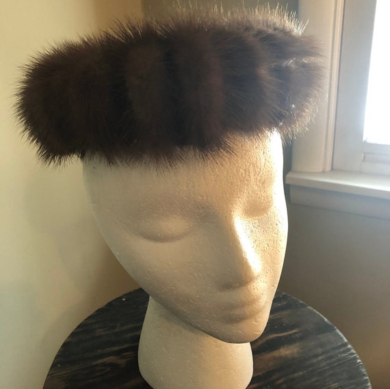 1950s mink pillbox hat - image 1