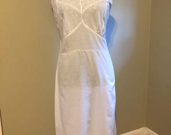 Reserved!30s 40s Slip Dress Night Gown Lingerie White Cotton