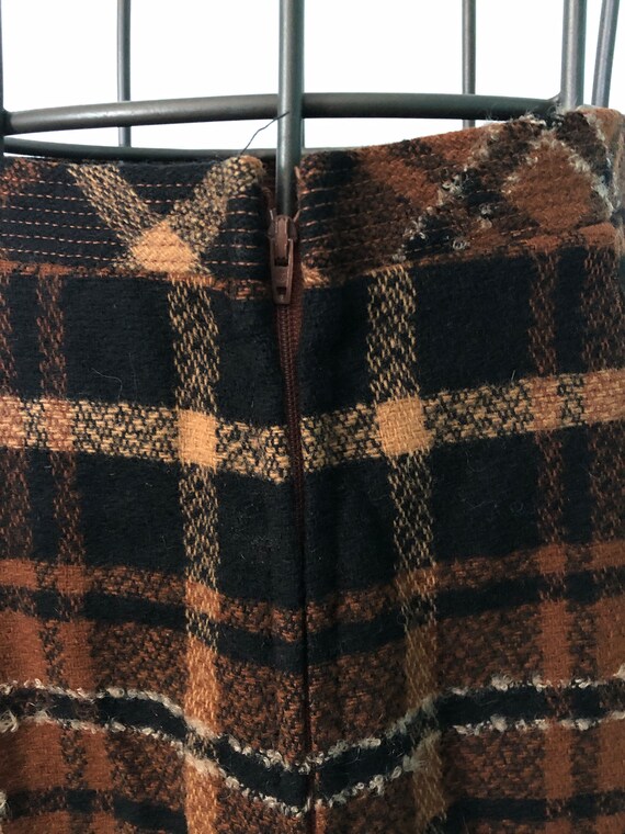 Early 1960s Koret of California brown wool plaid … - image 5