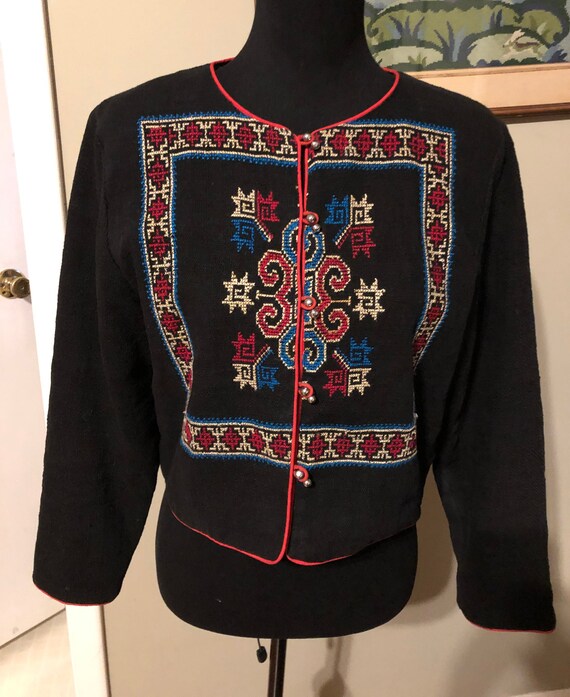 Black wool embroidered jacket - image 1