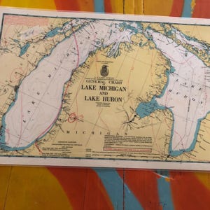 Laminated Army Corps of Engineers General Chart of Lake Michigan and Lake Huron