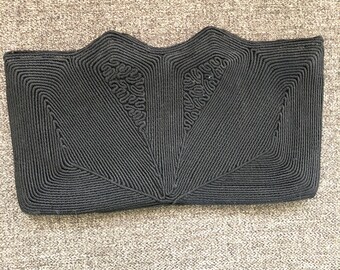 1940s small black corde’ clutch