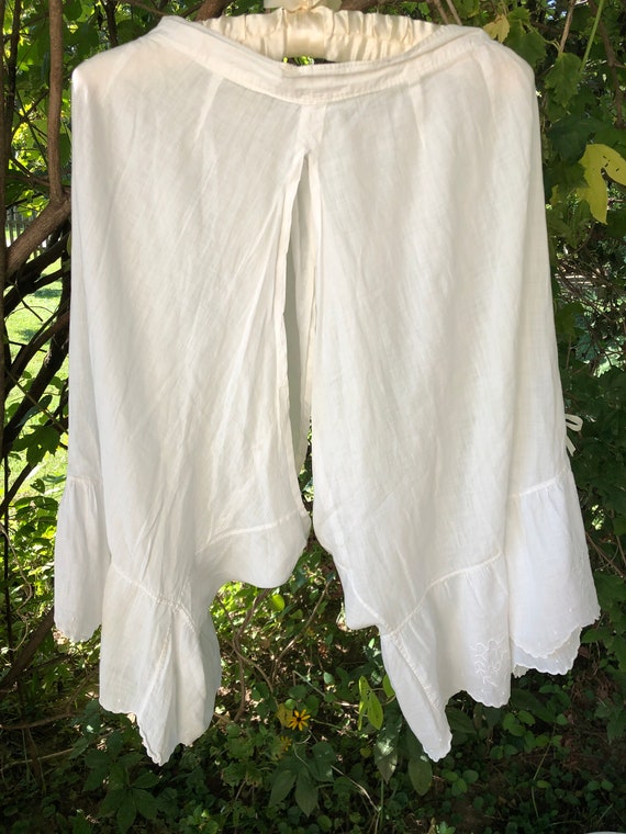 Edwardian white cotton lawn bloomers with sweet f… - image 1