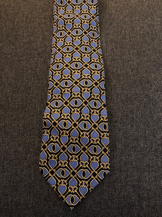 1980s Paolo Gucci equestrian print silk tie