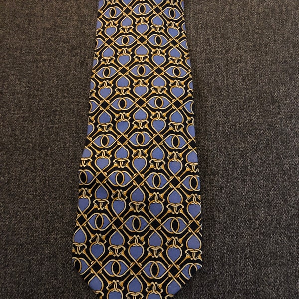 1980s Paolo Gucci equestrian print silk tie