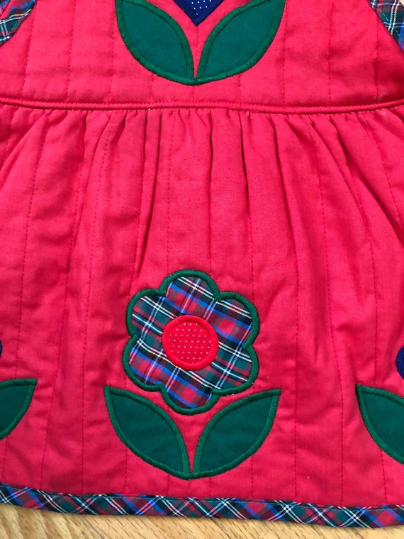 1960s toddler’s red quilted applique jumper so. 2 Gem