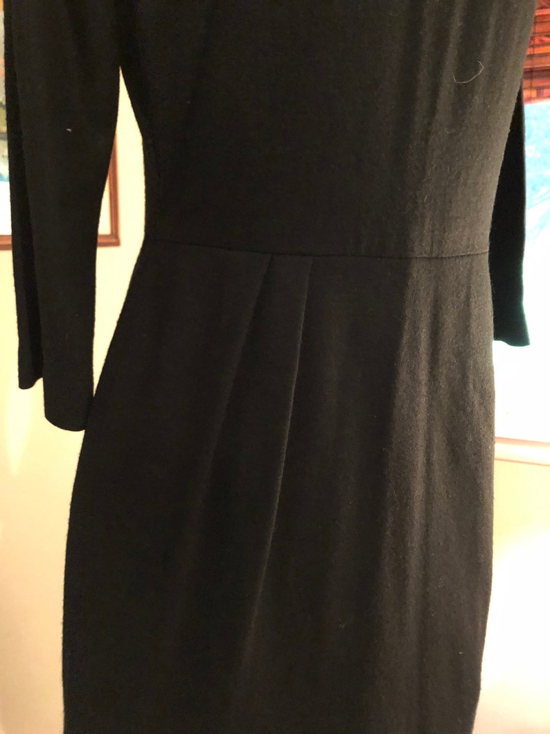 1954 basic black wool dress