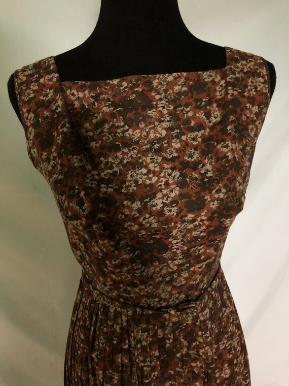 1950s brown floral print sun dress and jacket ens… - image 6