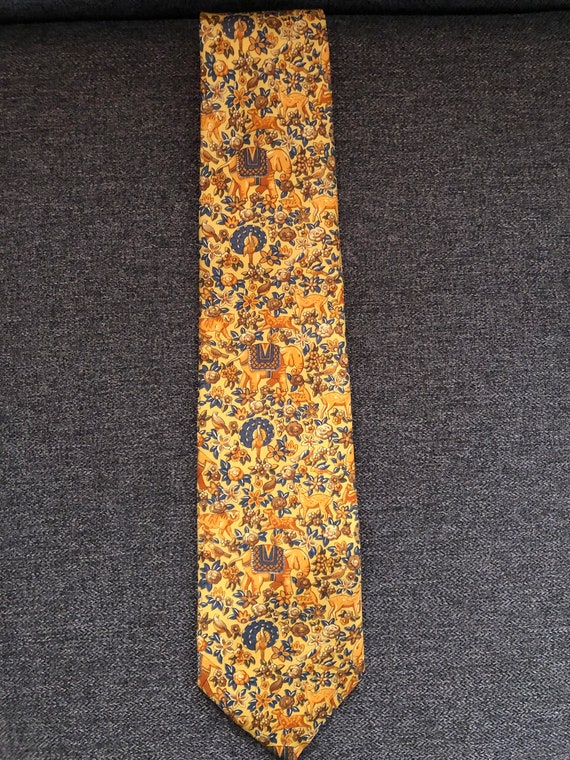 Liberty of London yellow silk animal print tie - image 1