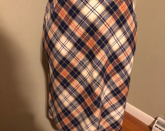 1960s plaid a-line skirt