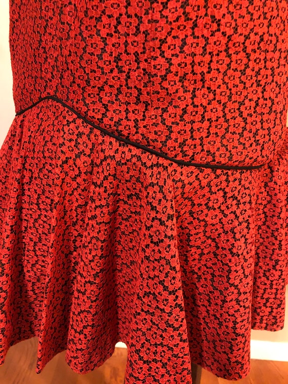 1950s red lace over black taffeta rumba dress - image 9