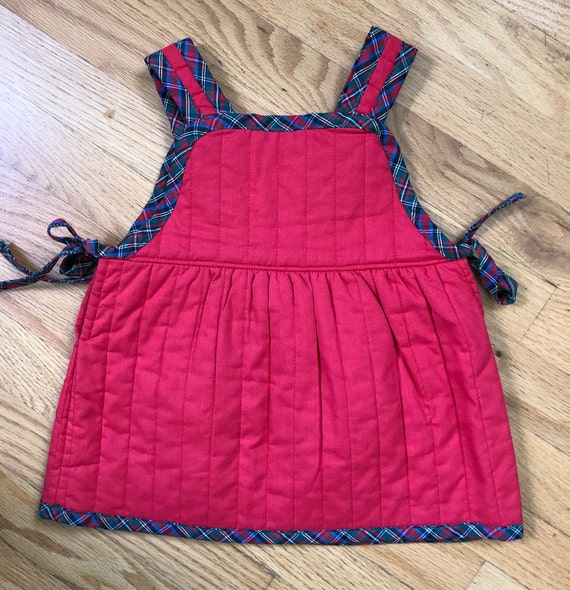 1960s toddler’s red quilted applique jumper so. 2 Gem
