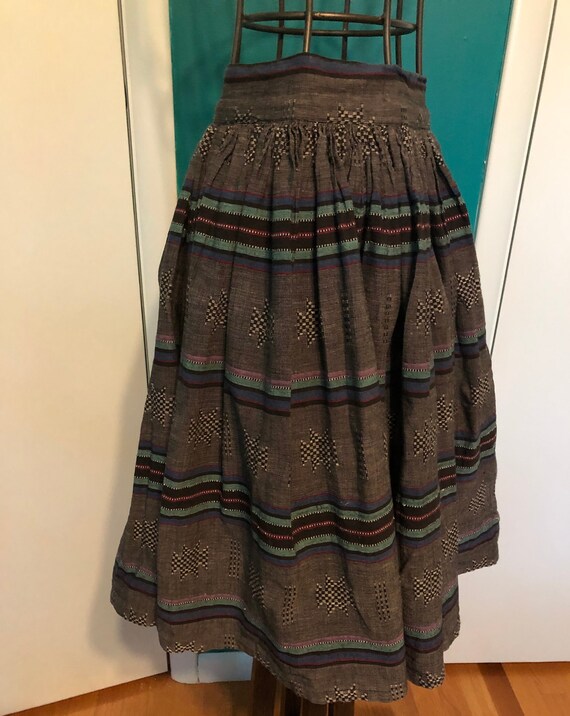 1970s charcoal woven stripe skirt - image 5