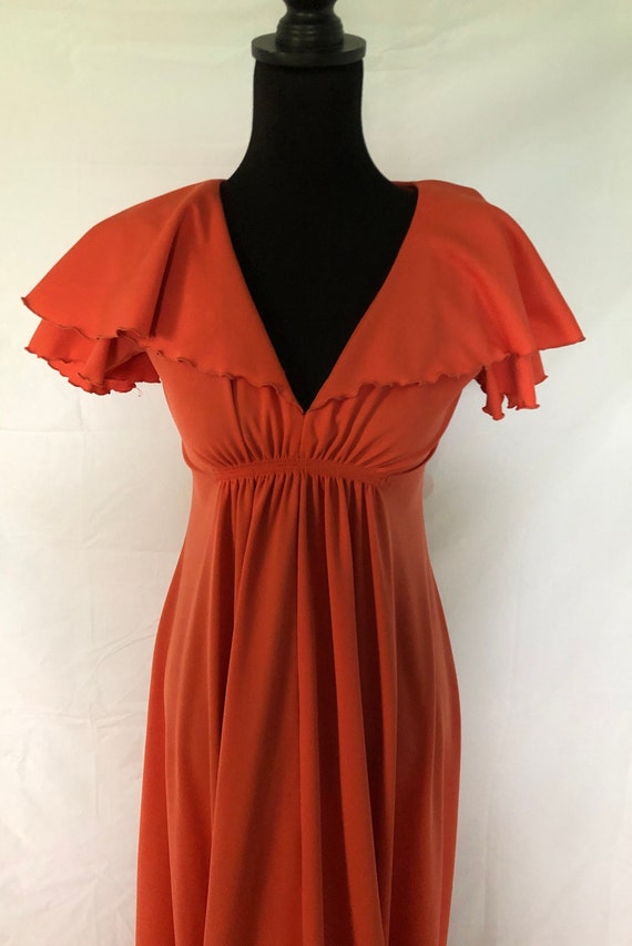 Late 1960s/early 1970 s bittersweet coral maxi dr… - image 3