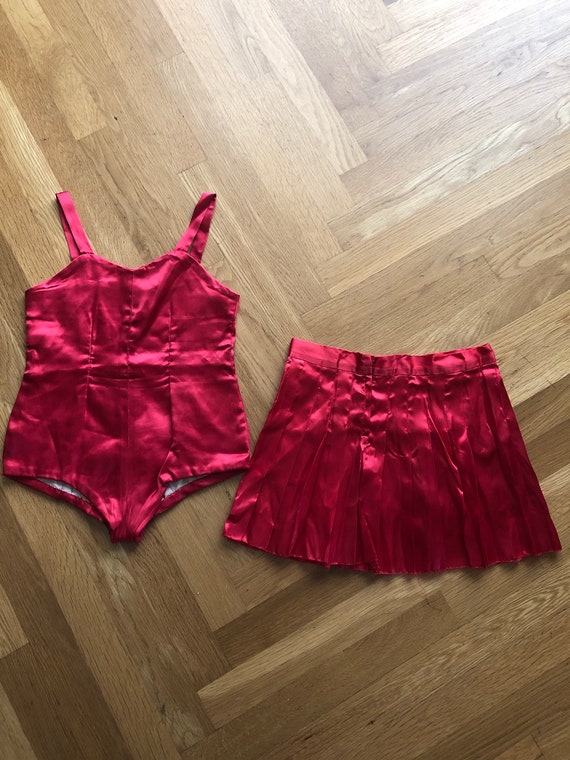 1950s girls red satin dance costume - image 1
