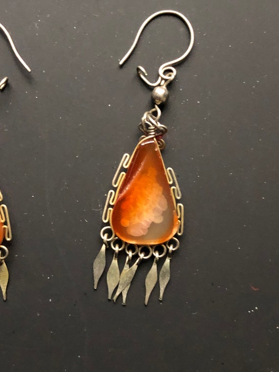 Peruvian orange stone earrings - image 3