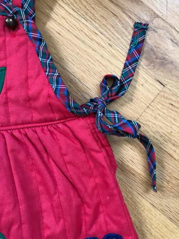 1960s toddler’s red quilted applique jumper so. 2 Gem