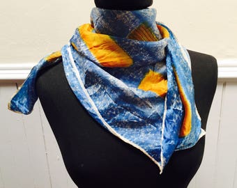 Blue gold scarf | Etsy