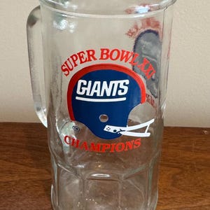 Vintage 1987 Super Bowl XXI NY Giants Champions Glass Mug Beer Stein
