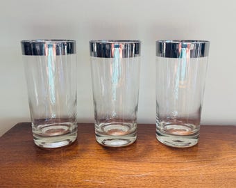 Vintage 1960s MCM Dorothy Thorpe Silver Cocktail/Highball Glasses -3