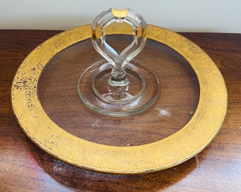 Bandeja para servir pasteles/postres Vintage Tiffin Gold