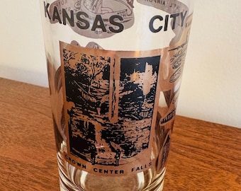 Vintage 1960s Black & Gold Souvenir Kansas City Pub/Pint Glass