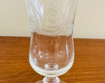 Bicchiere da succo/acqua inciso vintage degli anni '60 di metà secolo