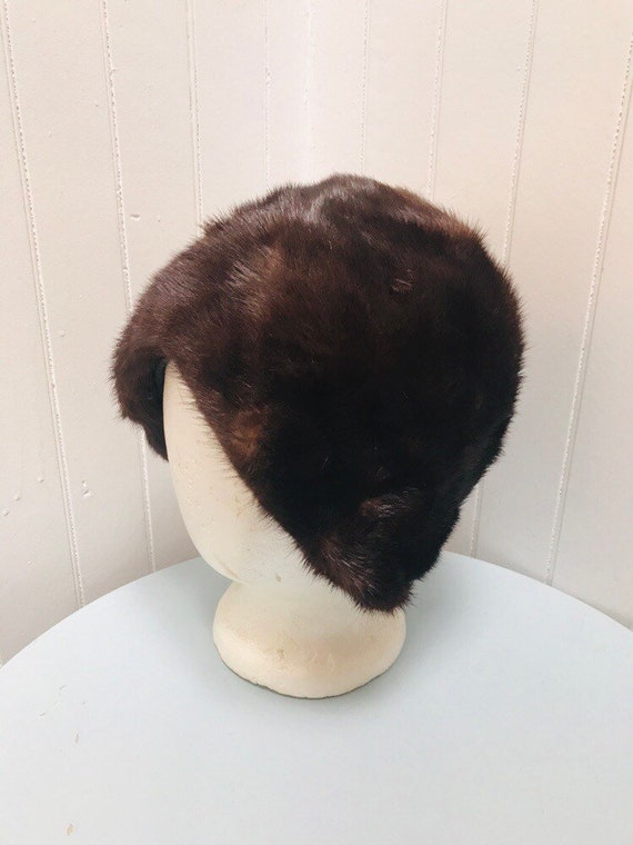 Vintage 1960s Adolfo II Dark Brown Ladies Fur Hat
