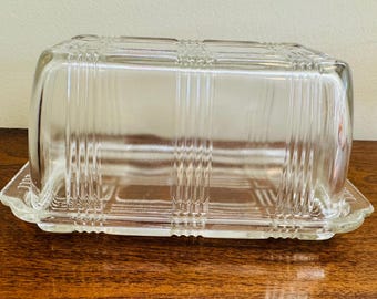 Mantequera de cristal vintage Hazel Atlas Criss Cross