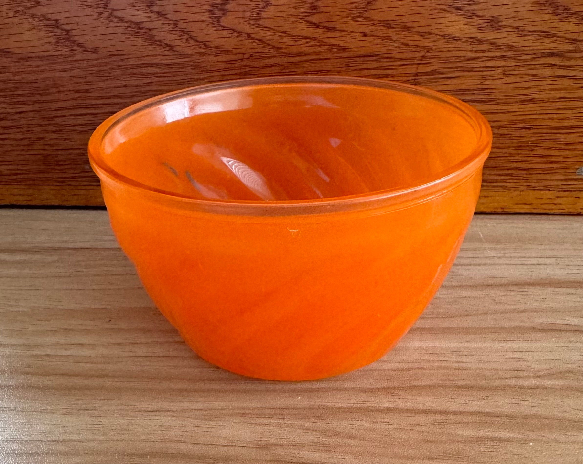Vintage 1950s/60s Anderson Erickson Cottage Cheese Fire on painted Orange Glass Snack Bowl- reserved