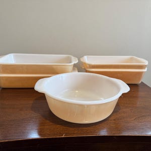 Vintage Fire King Peach Lustre Orange Milk Glass Casserole Dishes/Loaf Pans- Set of 5 or Sold individually
