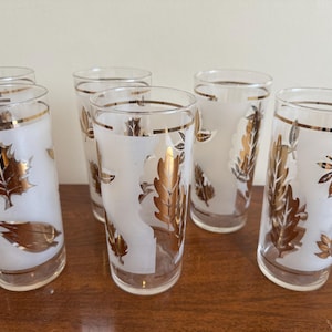 Vintage 1960s MCM Libbey Starlyte Gold Leaf Cocktail Glasses
