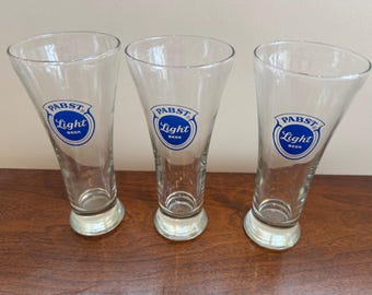 Vintage Set of 3 Pabst Light Beer Glasses