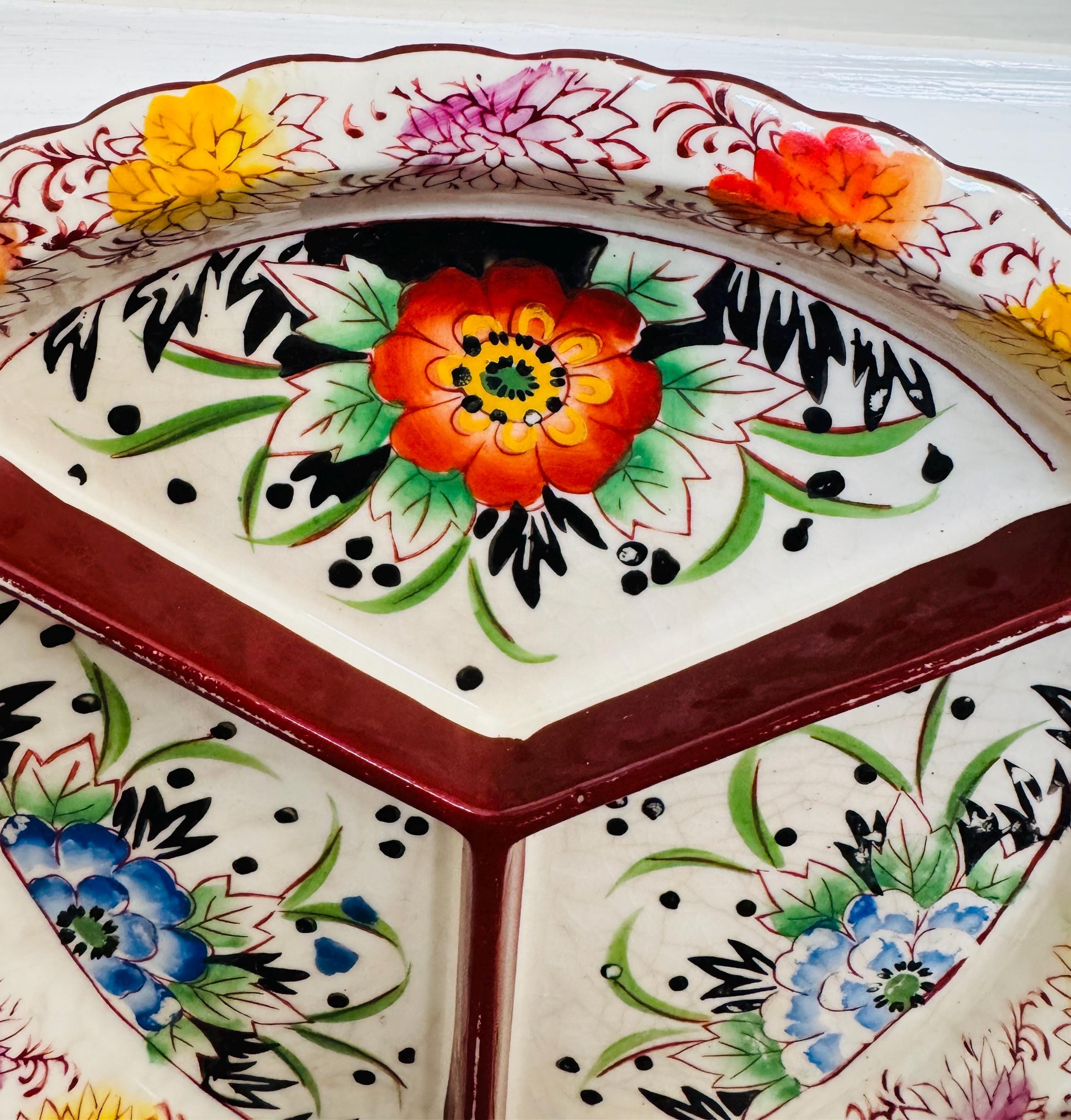 Vintage Royal Trico Nagoya Japan Hand Decorated Painted Divided
