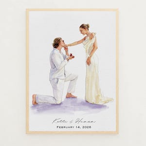 Retrato personalizado em aquarela de casal, presente para pedido de casamento, presente de noivado, presente para namorada/namorado, pintura a partir de foto, presente para ela