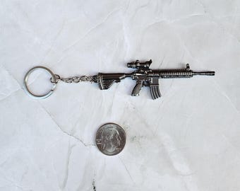 Llavero con réplica de fusil de asalto HK416, regalo personal o de cumpleaños.