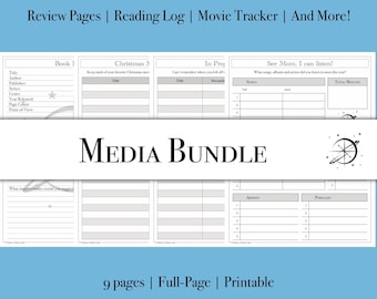 Media Bundle with Book, Movie and TV Show Trackers | Printable PDF