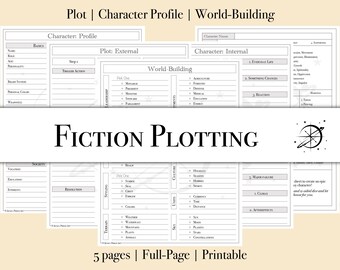 Fiction Grids for Plot, Character and World-Building | 5-Page Printable Bundle