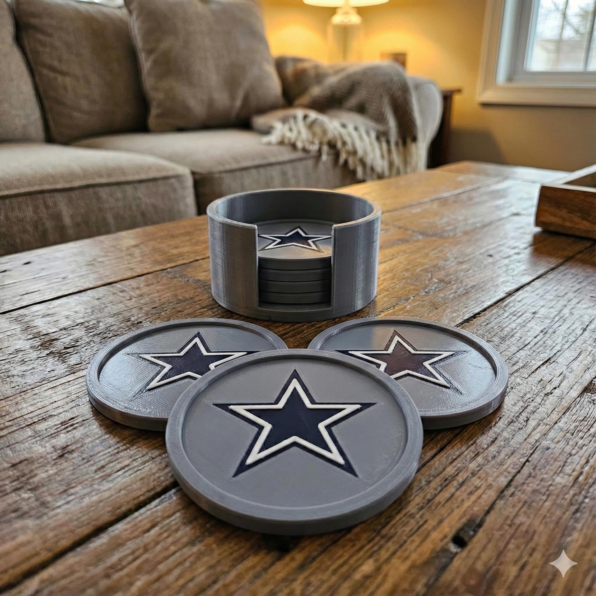 Dallas Cowboys Coaster Set With Holder | 3D Printed Game Day Gift - Etsy
